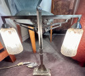 Muller Signed Modernist Iron Double Hung Art Deco Table Lamp