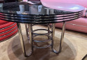 Streamline Modern Art Deco Style aRound Chrome and Black Coffee Table