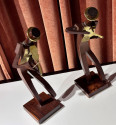Karl Hagenauer Pair of Art Deco Bronze & Wood Musicians 