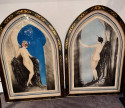 Louis Icart Nude Color Etching on Paper Original Artist Proof Original Frame and Matt Art Deco