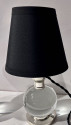 Jacques Adnet and Clear Baccarat Crystal Ball Metal Art Deco Table Lamps