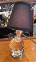 Jacques Adnet and Clear Baccarat Crystal Ball Metal Art Deco Table Lamps