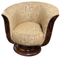 Custom French Style Art Deco Swivel Chairs Volute PatternFabric