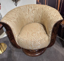 Custom French Style Art Deco Swivel Chairs Volute PatternFabric