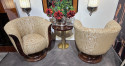 Custom French Style Art Deco Swivel Chairs Volute PatternFabric