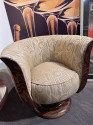 Custom French Style Art Deco Swivel Chairs Volute PatternFabric