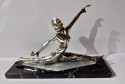 Art Deco Silvered Bronze Dancer with Ball on Marble