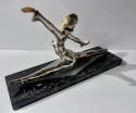 Art Deco Silvered Bronze Dancer with Ball on Marble