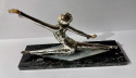 Art Deco Silvered Bronze Dancer with Ball on Marble