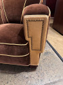 European Art Deco Mohair & Leather Glamour Club Chairs Pair Hollywood