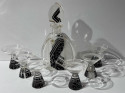 Decanter and Glasses by Karl Palda with Black Modernist Pattern