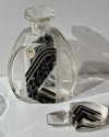 Decanter and Glasses by Karl Palda with Black Modernist Pattern