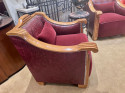 3 Piece French Art Deco Sofa Suite, Carved Wood Frames, Very Rare Design