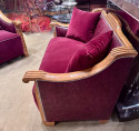 3 Piece French Art Deco Sofa Suite, Carved Wood Frames, Very Rare Design