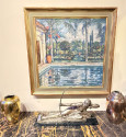 Original Impressionist Painting by Elizabeth Curtis Marin County Swimming Pool