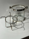 Glass and Silver Trimmed Wine Cooler with Bottle Holder