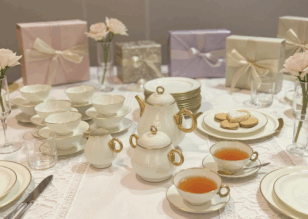 Art Deco Limoges Tea Set for 12 by A. Vignaud-Art Deco Collection
