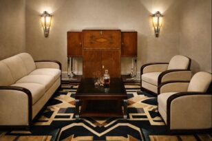Art Deco Walnut Cocktail Cabinet with Chrome Legs, France circa 1935