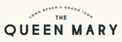 Logo of The Queen Mary featuring the text 'Long Beach's Grand Icon The Queen Mary'