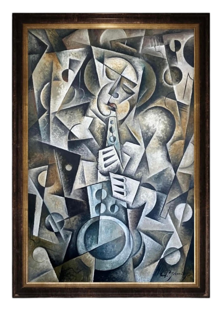 Art Deco Style Cubist Oil Painting “One More Blues” by Pascal Jarrion