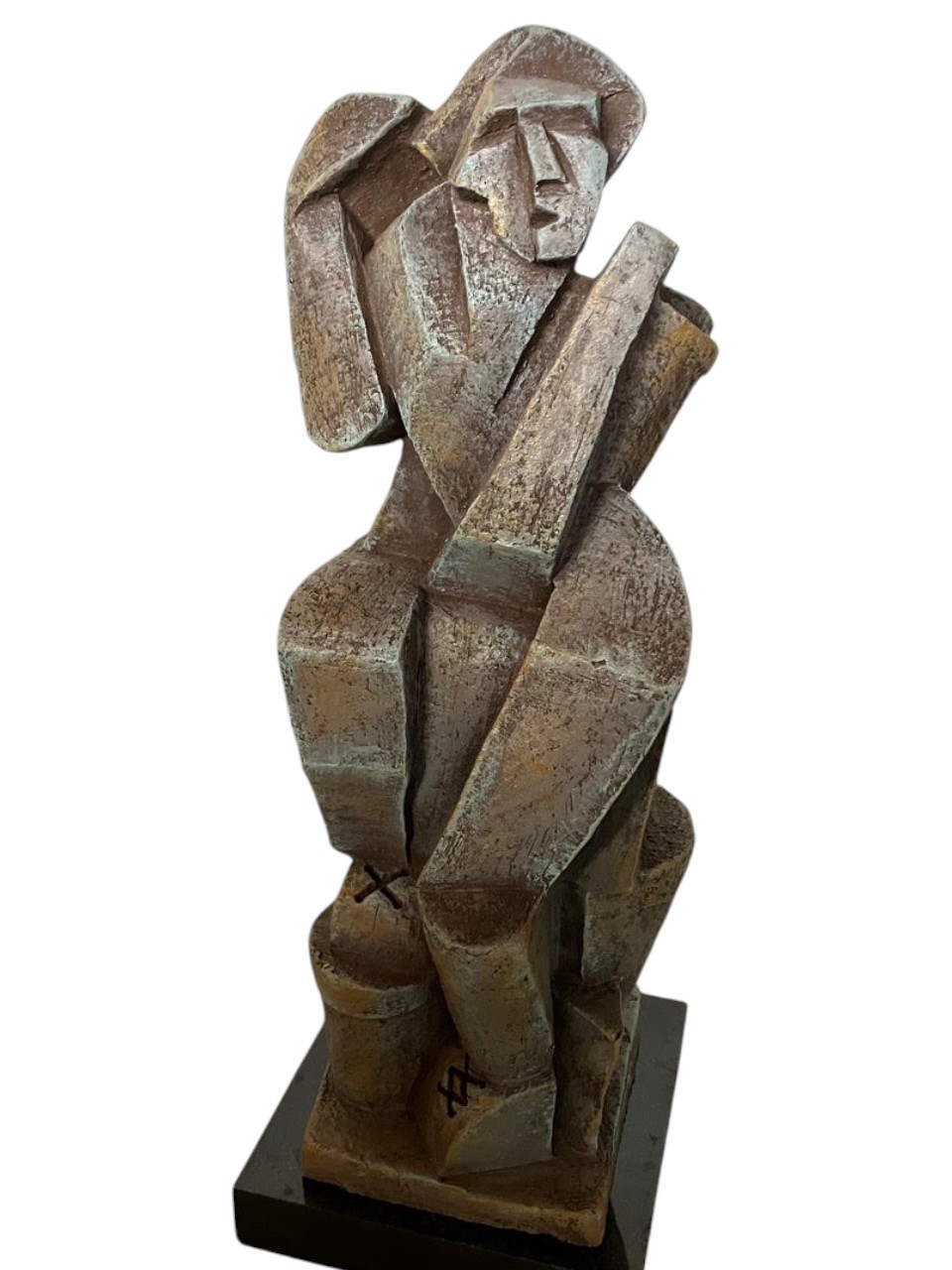 Art Deco Style Cubist Ceramic Sculpture “The Grape Picker” by Pascal Jarrion